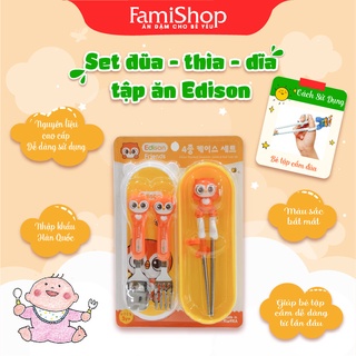 FamiShop Set tập ăn 3 món Edison, hình cú mèo