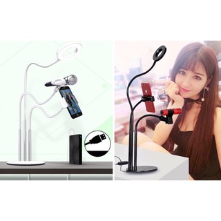 Bộ Giá Đỡ Điện Thoại Hỗ Trợ Livestream 3 Trong 1 Có Đèn Led