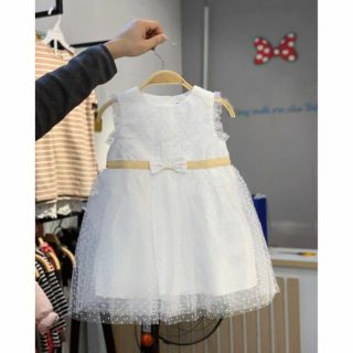 Váy ren trắng chấm bi Segent mayor dư xịn cho bé gái