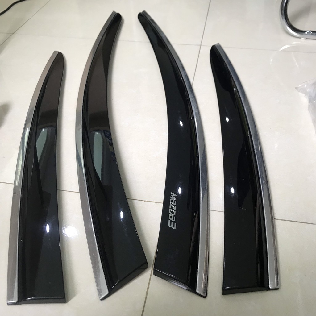 Bộ vè che mưa chỉ mạ Mazda 3 form 2018 - 2020 viền chỉ Inox HÀNG CAO CẤP