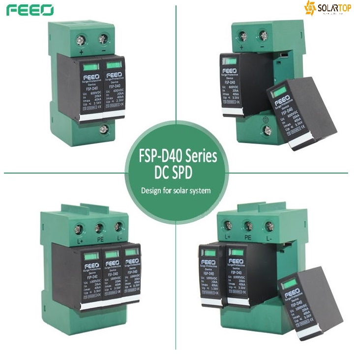 Chống sét lan truyền DC 2P 600V / 3P 1000V hãng FEEO mã FSP-D40 cho hệ thống điện mặt trời