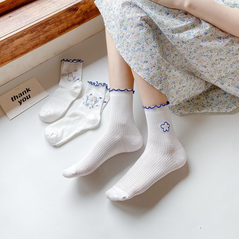 Tất cổ cao nữ cổ nhún siêu xinh hoa mai hàn quốc