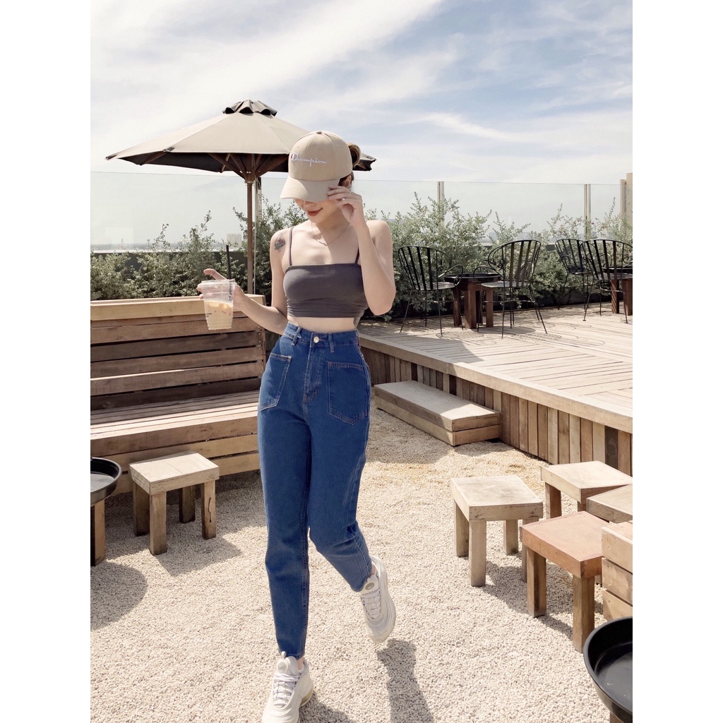 Quần Baggy Jean Kpboutique Màu Xanh Đậm Chất Jean Mềm Mịn Không Giãn Quần Lên Dáng Đẹp Dễ Phối Đồ Dành Cho Nữ Mã 167Đ | BigBuy360 - bigbuy360.vn