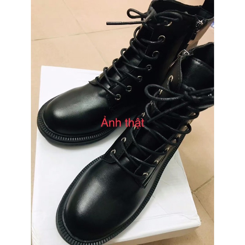 Boots Da Cao Cổ Buộc Dây Có khoá kéo kèm ảnh thật | BigBuy360 - bigbuy360.vn