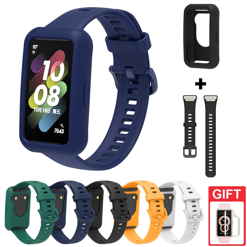 Ốp Lưng Silicone Có Dây Đeo Tay Cho Huawei Band 6 7 / Honor Band 6