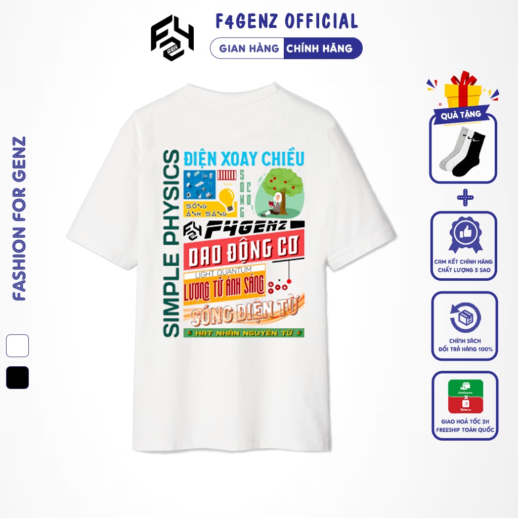 Áo thun tay lỡ nam nữ Simple Physics F4GENZ Local Brand - Áo phông unisex form rộng cotton Cao cấp phong cách Streetwear | BigBuy360 - bigbuy360.vn