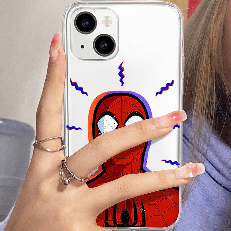 iPhone 13pro Spider-Man Phone Case Apple 12 European and American Marvel 11 Niche XR Transparent Xs Funny 8 Soft Case u12w