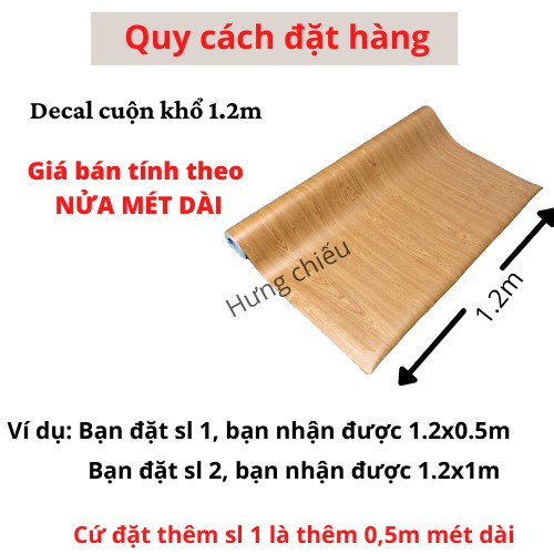 Decal Dán Tường | Giấy Dán tường tủ bếp bàn | Decan Vân Gỗ (khổ 1,2m)