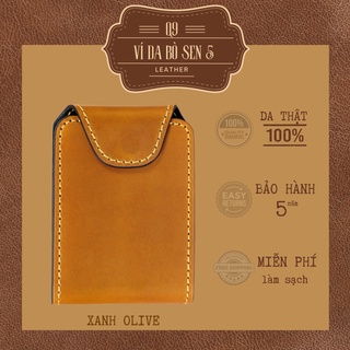 Ví da nam Q9 LEATHER Ví Sen 5 da bò thật cao cấp Màu Vàng Bò Vintage
