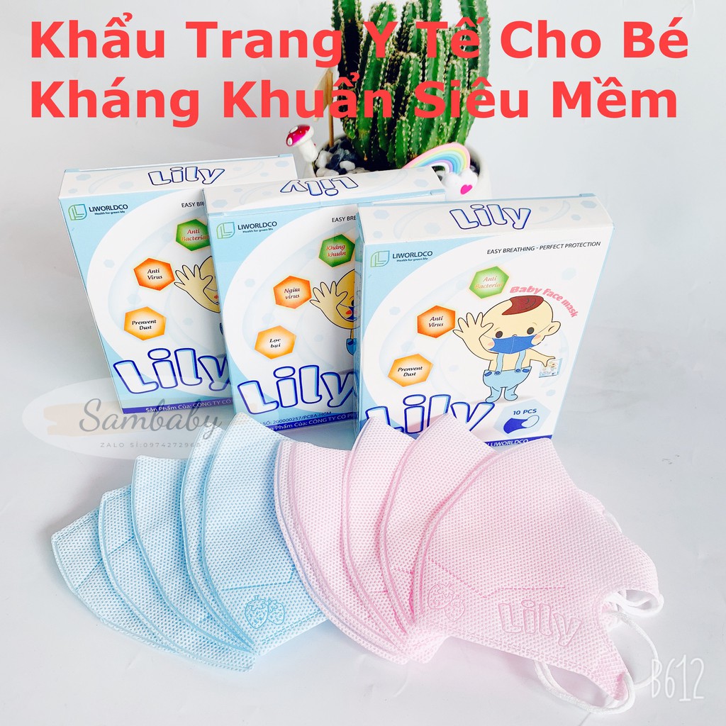 Khẩu Trang Y tế LILY Cho Bé Hộp 10 Cái Siêu Mềm Kháng Khuẩn,Chống Bụi Hộp 10 Cái-CHÍNH HÃNG