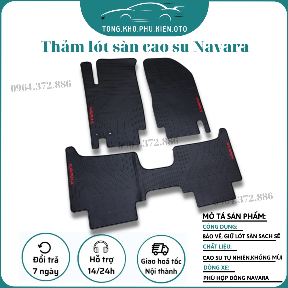 Thảm sàn, lót sàn cao su xe Nissan Navara Hàng 3D cao cấp, không mùi, dễ vệ sinh
