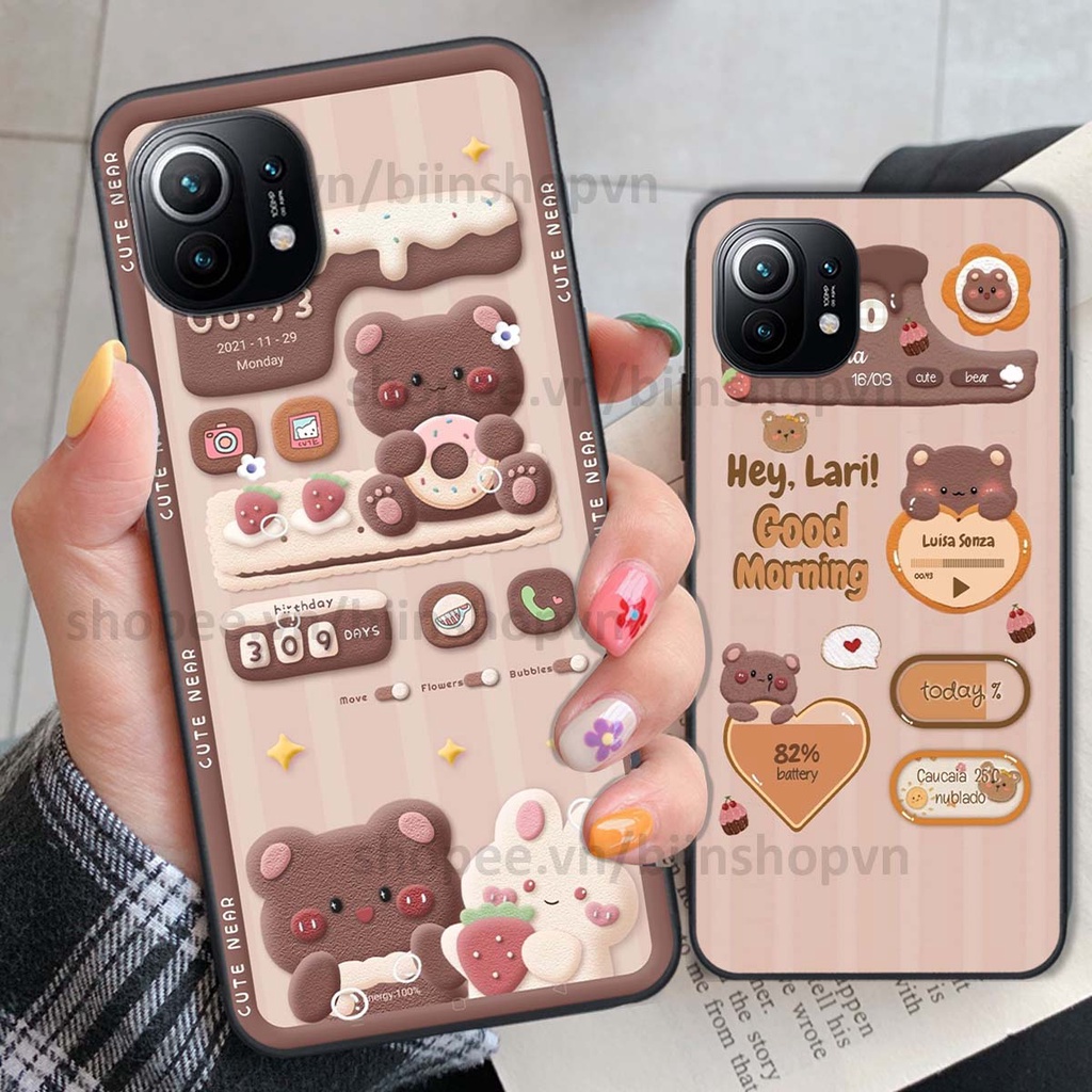 Ốp Xiaomi Mi 11 / Mi 11T / Mi 11 Lite in 3D icon gấu nổi siêu xinh, siêu đáng yêu, cá tính phong cách