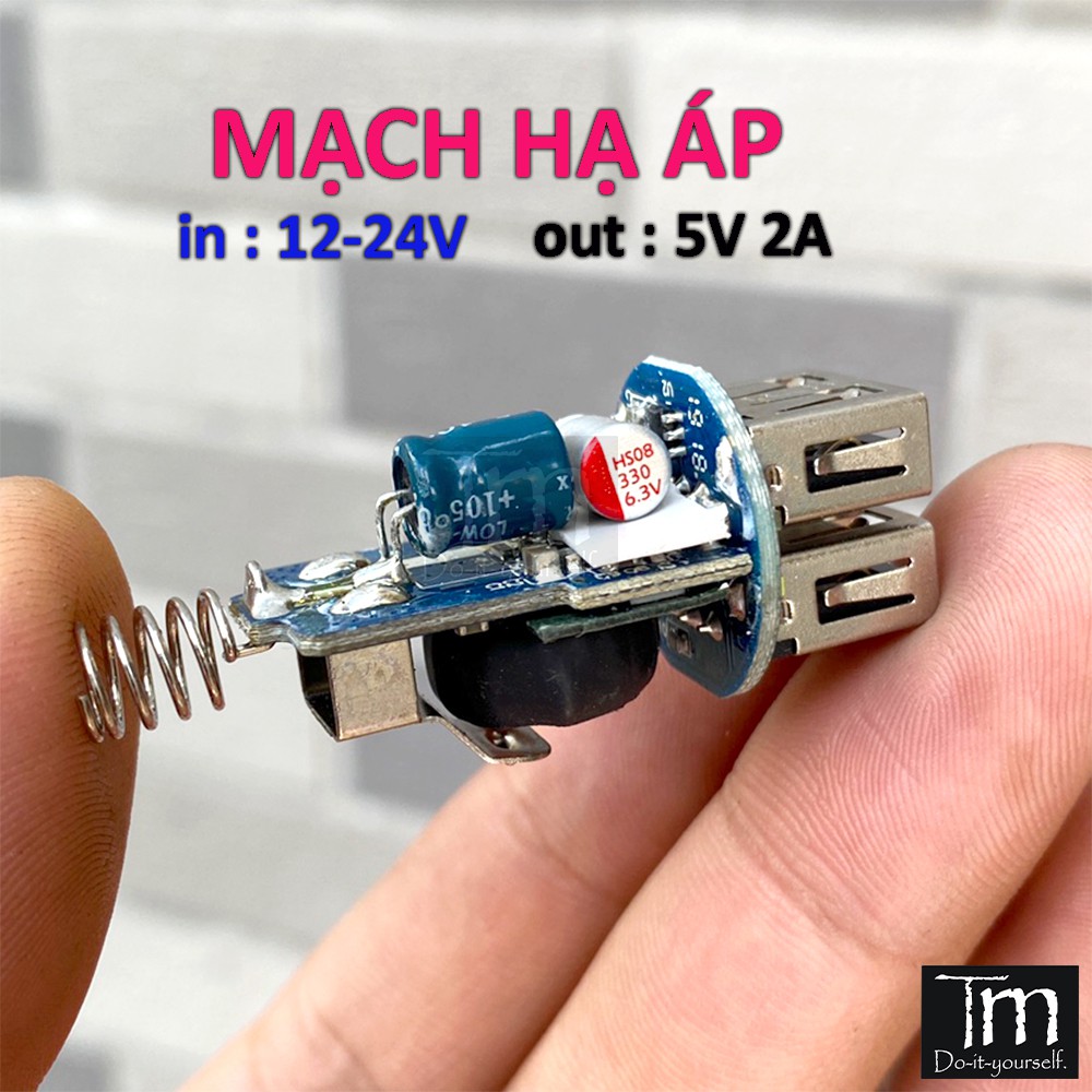 Mạch Hạ Áp Rẻ Vào 12-24V Ra 5V2A 2 Cổng USB