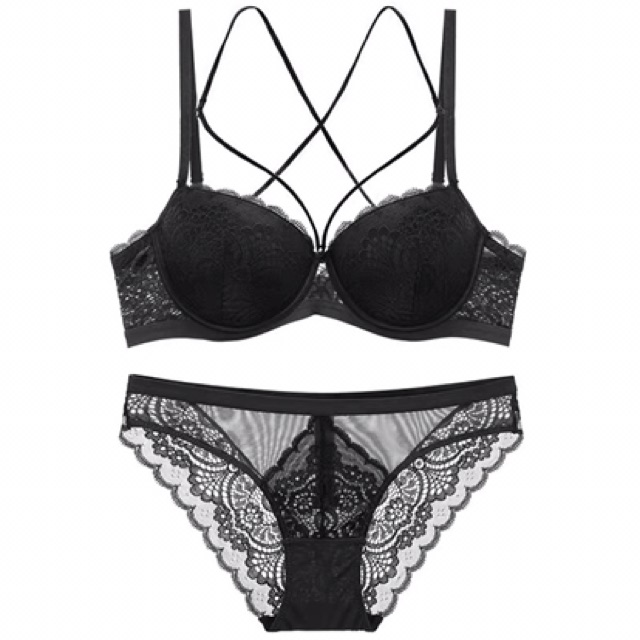 Bộ đồ lót AG ren dây đan có gọng đệm nhẹ BL