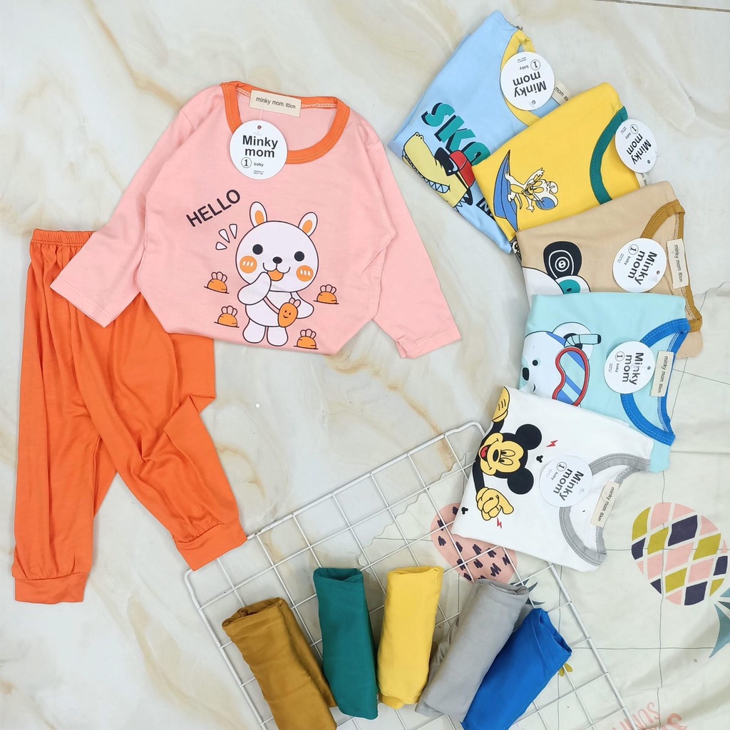 Bộ Đồ Bé Gái, Bé Trai Vải Thun Lạnh, Bộ Quần Áo Dài Tay T14
