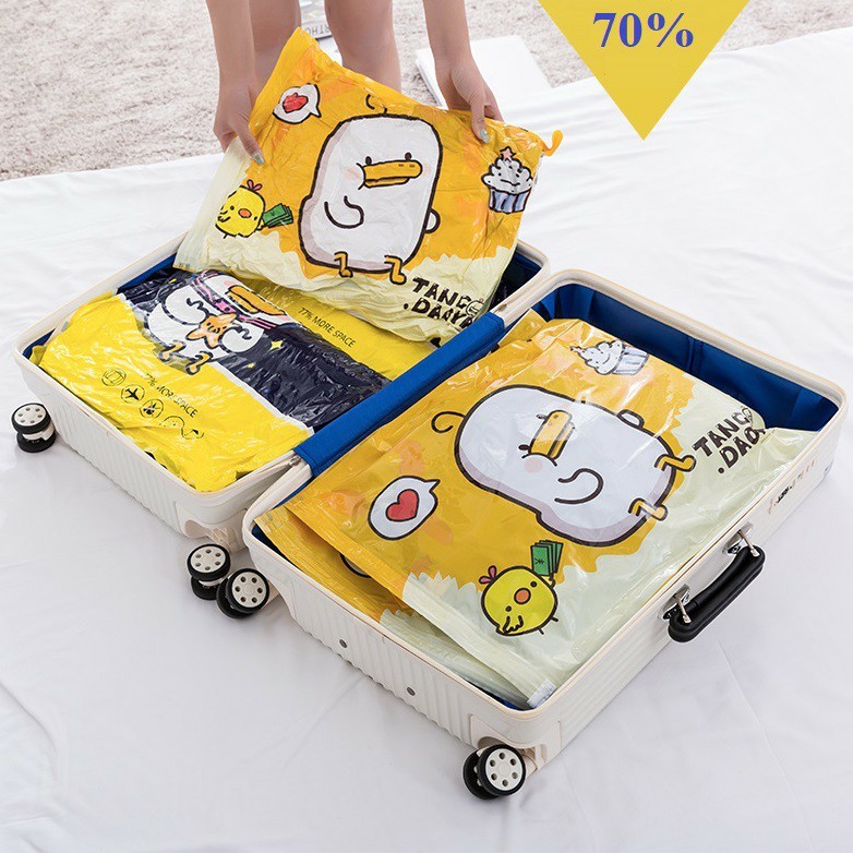 Túi hút chân không set 3 SIZE bọc đựng quần áo chăn màn mền giày dép xếp vali kèm bơm điện, Chống nấm mốc, gọn gàng