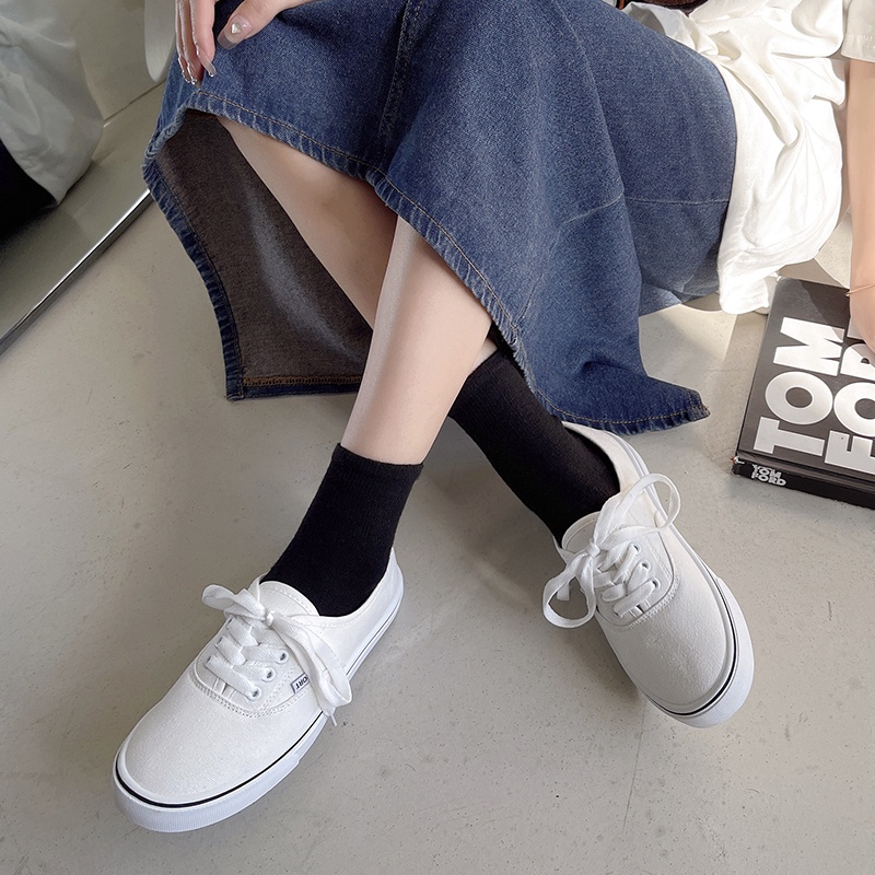 Giày thể thao IELGY cột dây vải bạt thời trang Hàn Quốc đơn giản dành cho nữ
