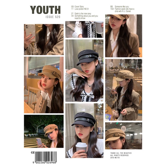 Soft Cotton Beret Hat, Solid Color, Japanese Waist Belt, Fall Winter Fashion For Men And Women