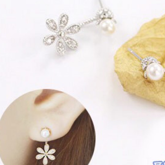 Khuyên tai hoa kết hợp n.trai nữ tính - mã KT064