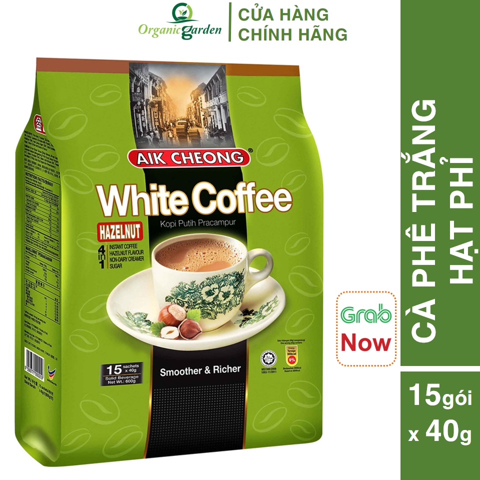 Cà Phê Trắng Hạt Phỉ 4 Trong 1 Aik Cheong Malaysia - White Coffee Hazelnut (15 Gói x 40g)