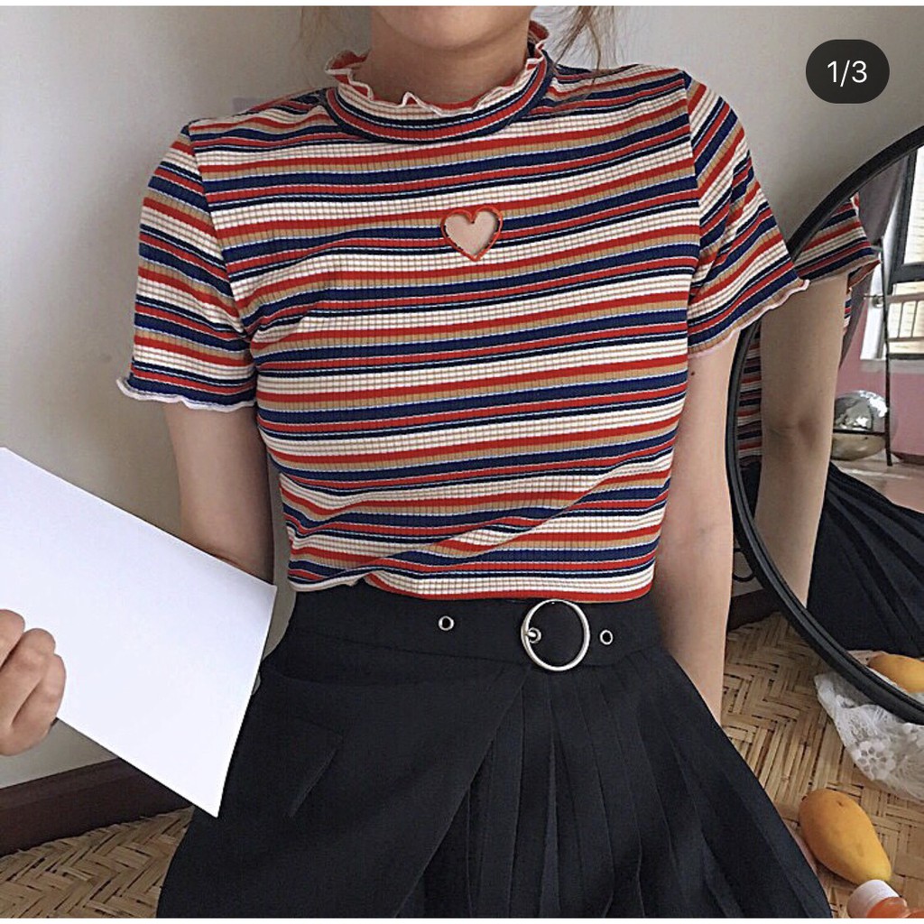 Heartee hot hit cut out tim sọc ngang màu best seller
