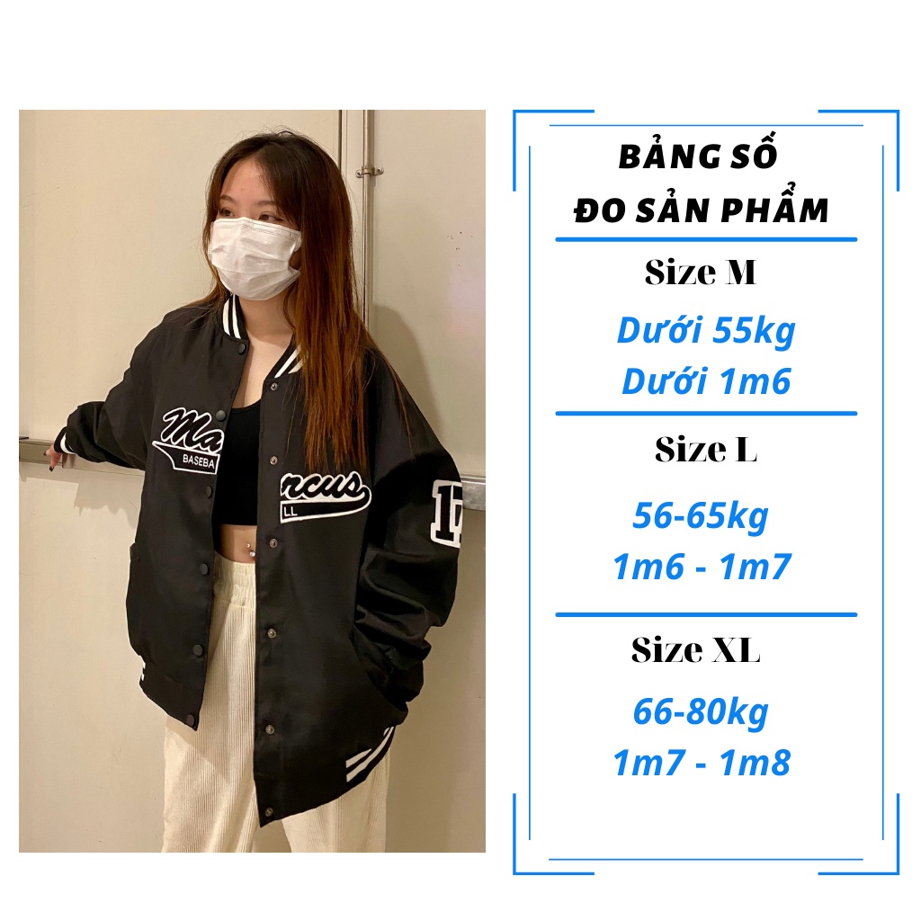 Áo Khoác Bomber Dù Varsity Jacket Nam Nữ MAR.CUS Logo Thêu 2 Lớp