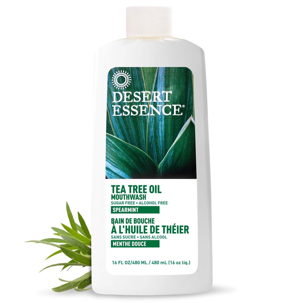 NƯỚC SÚC MIỆNG TINH DẦU TRÀM TRÀ - BẠC HÀ SPEARMINT Desert Essence Tea Tree Oil Mouthwash, 480ml (16oz)