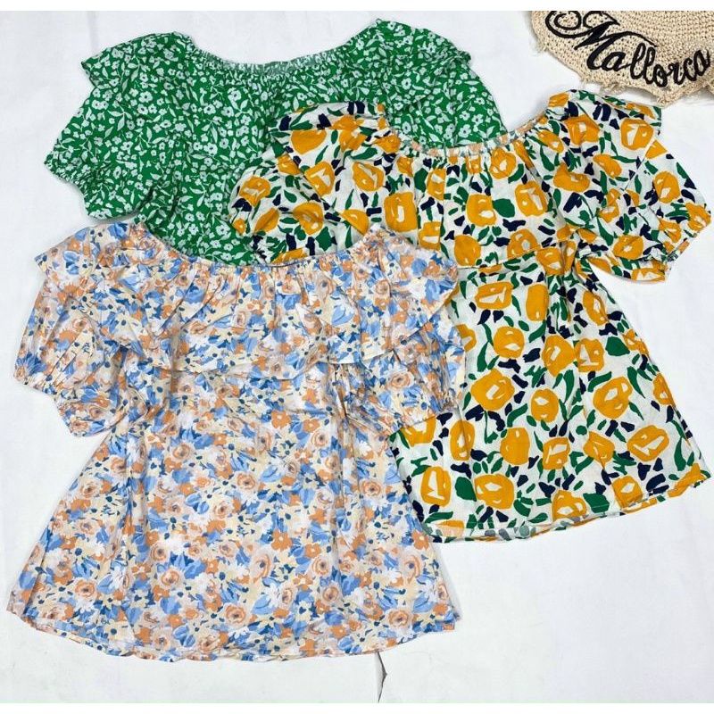 Áo Babydoll hoa bẹt vai💥Hàng QC