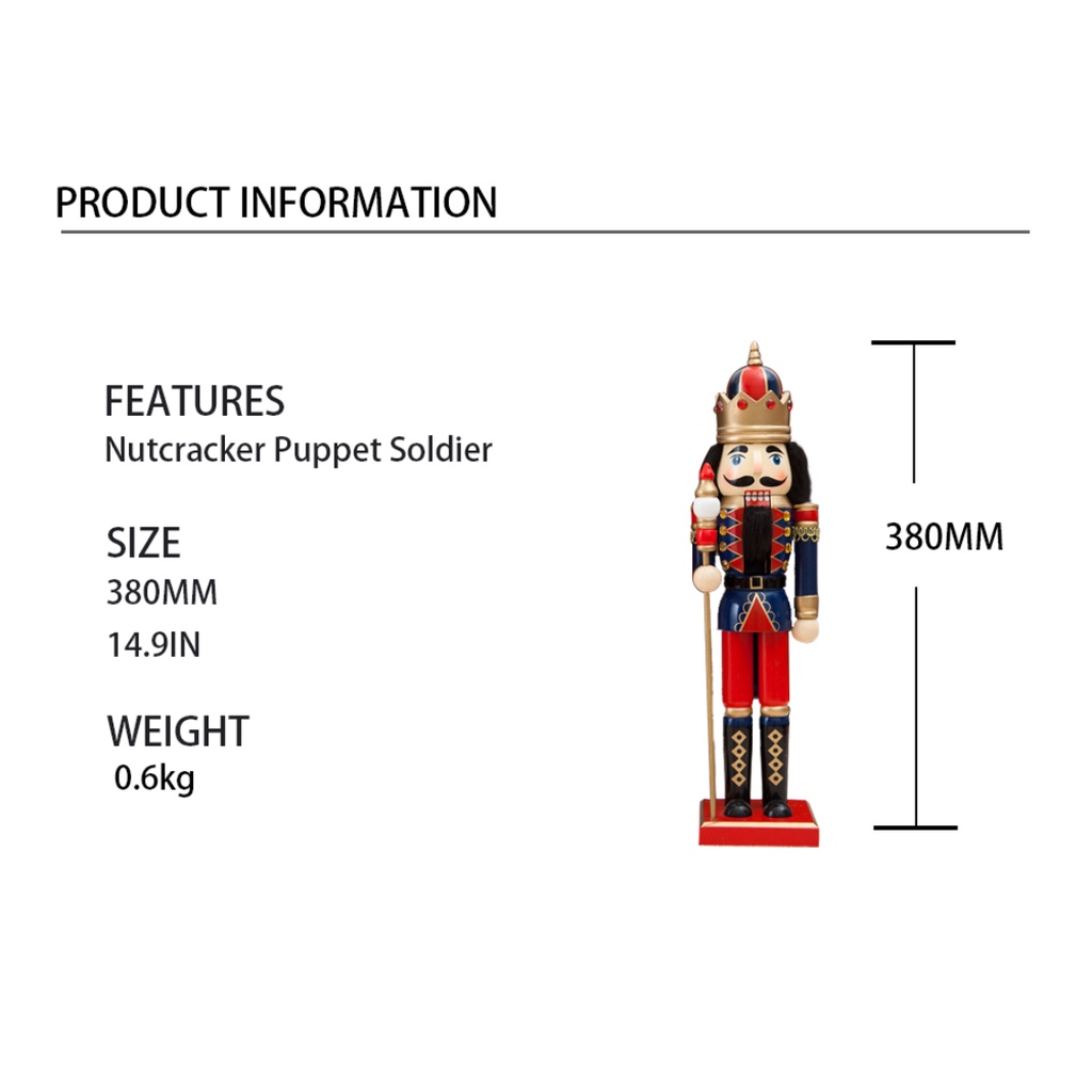 Búp Bê Gỗ Hình Người Lính 38CM Thủ Công Trang Trí Năm Mới