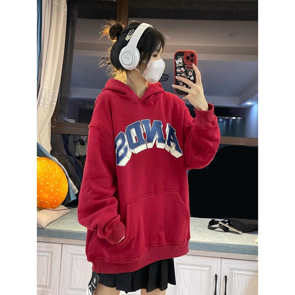 NRVP Áo Hoodie Tay Dài Oversize In Họa Tiết Phong Cách Hàn Quốc Kiểu Mới Cho Nam / Nữ