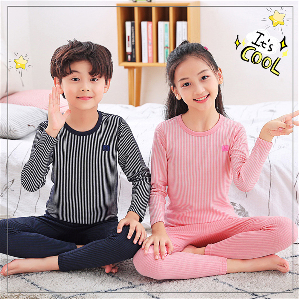 Bộ Đồ Ngủ Pijama 2 Món Bằng Cotton Mềm Mại Kẻ Sọc Kiểu Hàn Quốc Cho Bé Từ 3-12 Tuổi