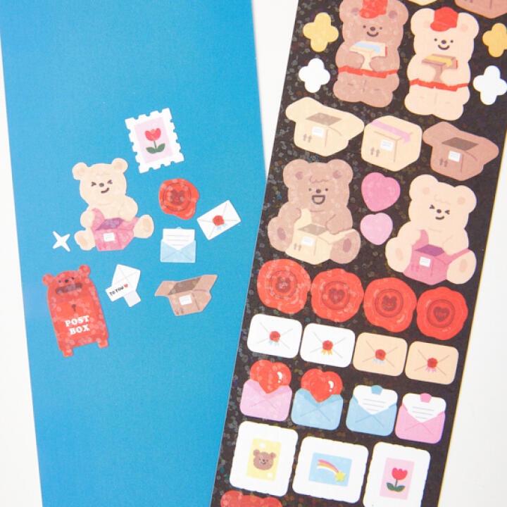 Set 2 Tấm Sticker Hologram ARTBOX Hàn Quốc Hình Nhân Vật Gấu Và Nhiều Kiểu Hình Trang Trí Đáng Yêu