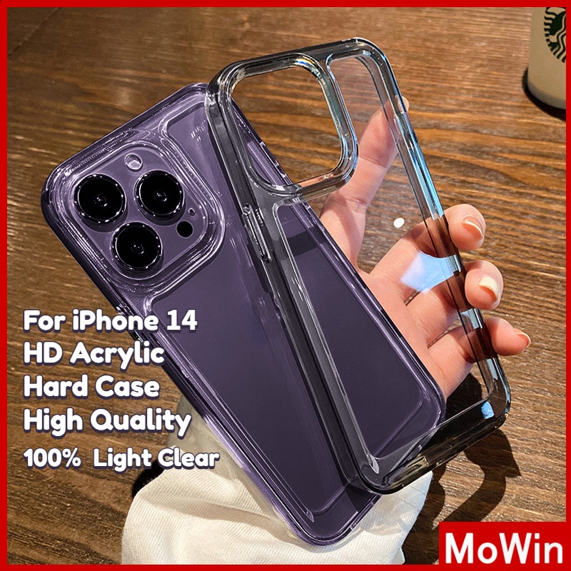 Ốp Điện Thoại Acrylic Cứng Trong Suốt Chống Sốc Có Nút Kim Loại Bảo Vệ Camera Cho iPhone 14 Pro Max 13 Pro Max 12 11 7Plus 6sPlus 8Plus 11pro max xr xs max