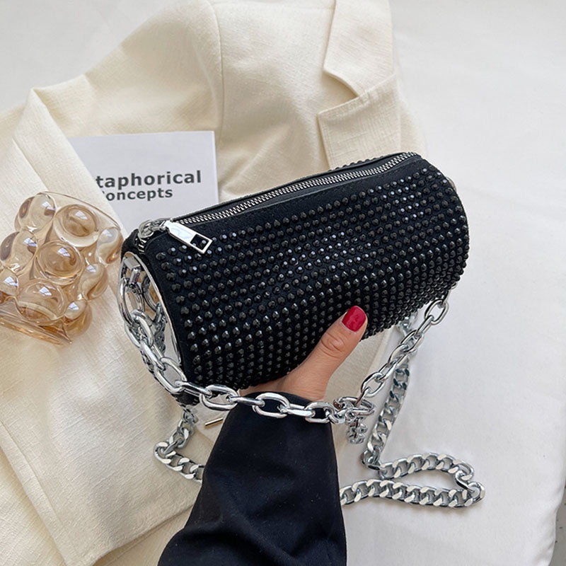 Ielgy Túi Xách Đính Kim Cương Giả Phối Dây Xích Dễ Phối Đồ Cho Nữ