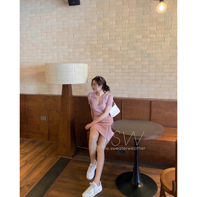 Váy Polo Trơn Pastel Nữ [FREESHIP] 🌸 Đầm cổ sơ mi dáng ôm body, thun cộc tay màu ĐEN | HỒNG | XANH Ulzzang HOT 🌸 | BigBuy360 - bigbuy360.vn