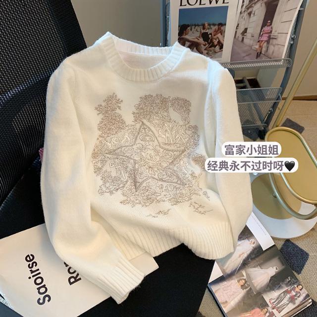 Áo Sweater Tay Dài Cổ Tròn Hoạ Tiết  Thiết Kế Mới Cho Phái Nữ