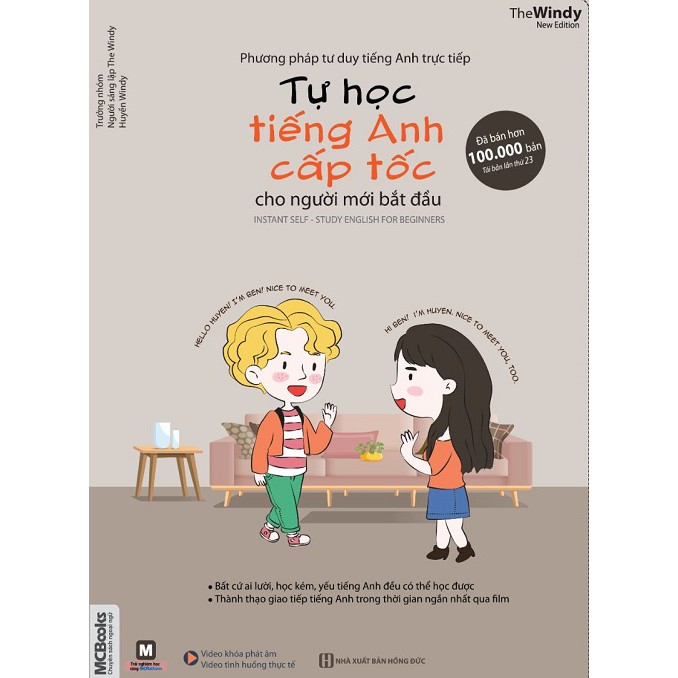 Sách Tự học tiếng Anh cấp tốc cho người mới bắt đầu (Phương pháp học TA trực tiếp - 4 màu) Tặng Video Hách Não