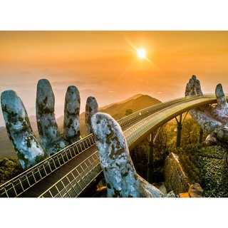 Tranh ghép hình 1000 mảnh 2cm khổ 54×74 – Tranh xếp hình Puzzle cao cấp Cầu Vàng Đà Nẵng – Golden Bridge