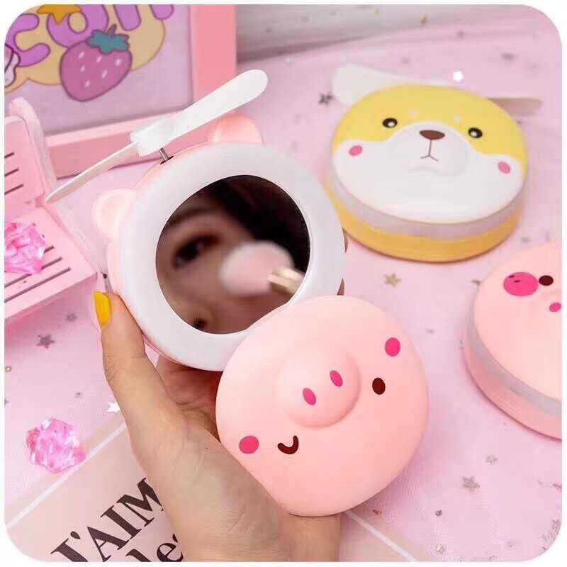 Quạt Cầm Tay Mini Cute ,N9, Kẹp, Đế, Gương Heo Đa Dạng (Giao Màu Ngẫu Nhiên)