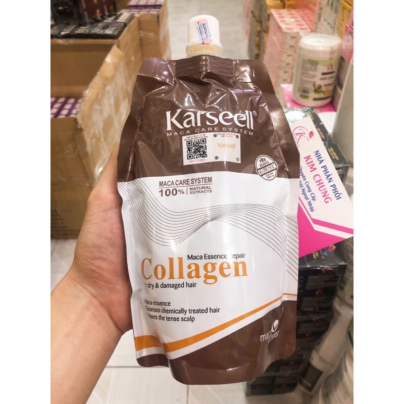 FreeShip Kem Hấp - Ủ- Xả Phục Hồi Tóc Collagen Karseell Maca 500ml Hàng Chính Hãng