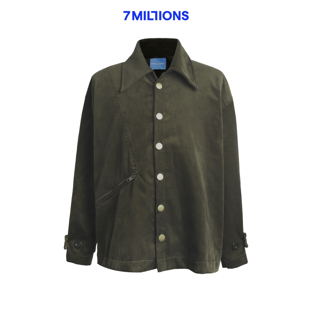 Áo Sơ Mi Overshirt Unisex 7MILLIONS Summer - Màu Xanh Rêu - Vải Corduroy - Form Oversize