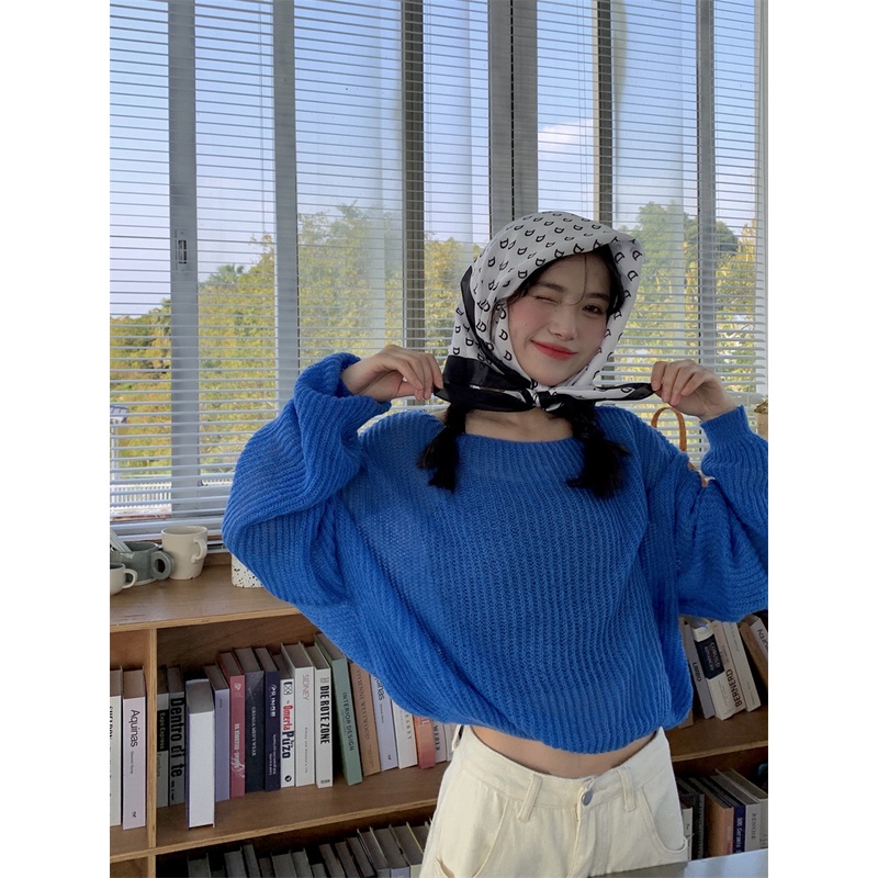 Áo sweater NZN dệt kim tay dài cổ tròn dáng rộng thời trang dành cho nữ có 5 màu tùy chọn