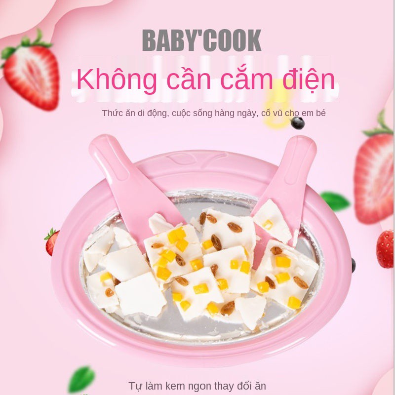 máy làm sữa chua chiên cho gia đình trẻ nhỏ Đá kem cuộn mini miễn phí cắm điện lưới rán rung đỏ