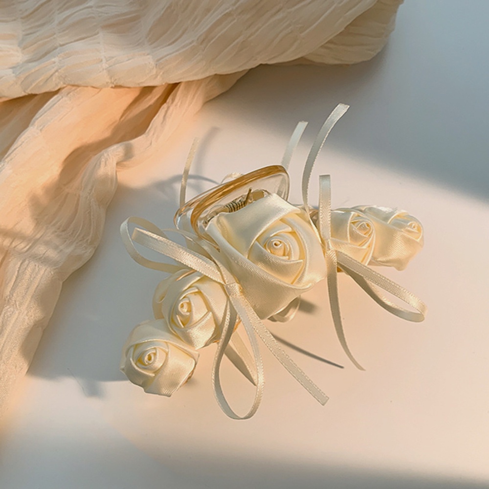 Dây Cột Tóc Cao Su / Kẹp Tóc Hình Hoa Hồng Trắng Đơn Giản Ngọt Ngào Cổ Điển Phong Cách Hàn Quốc Cho Nữ