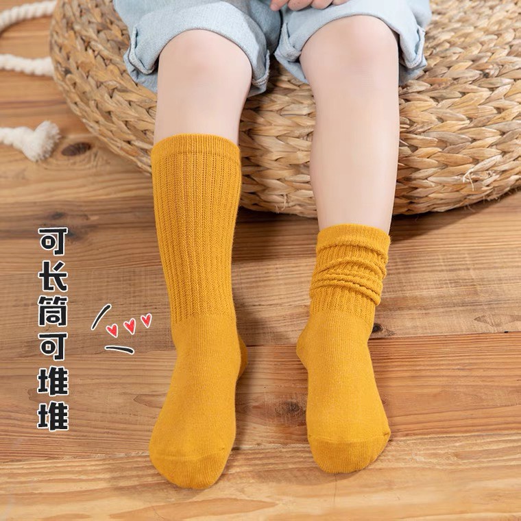 Set 4 đôi Tất gân cao cổ trơn cổ nhún cho bé chất đẹp phong cách hàn Quốc đáng yêu