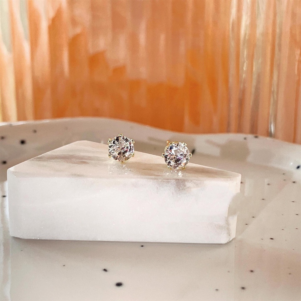 Bông Tai Mạ Bạc 925 Đính Đá Zircon Kiểu Dáng Tinh Tế Thời Trang