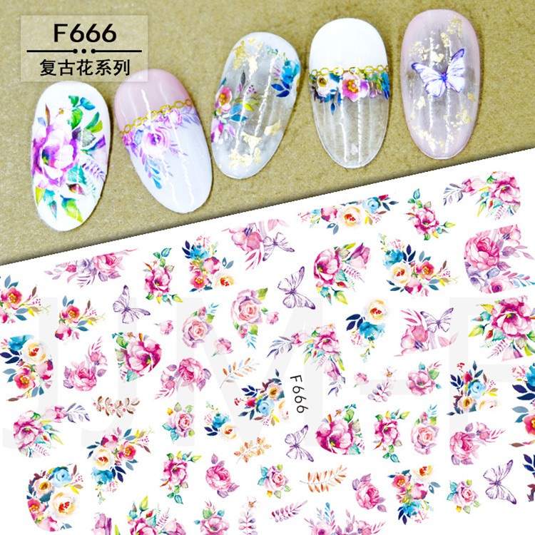 Nail Sticker Hoa Mẫu Đẹp Dán Móng Tay - Lẻ 1 Tấm