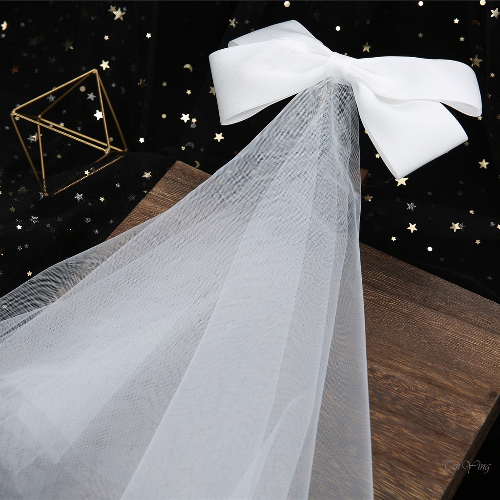 GETNOIVAS Kẹp tóc đính nơ phối mạng che mặt phụ kiện cho cô dâu tinh tế thanh lịch