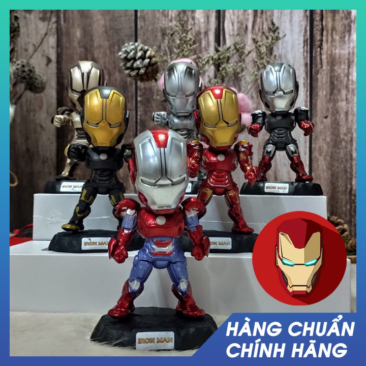 [TRỌN BỘ 6 MÔ HÌNH] Bộ sưu tập mô hình mini để bàn 6 nhân vật Iron Man siêu đáng yêu
