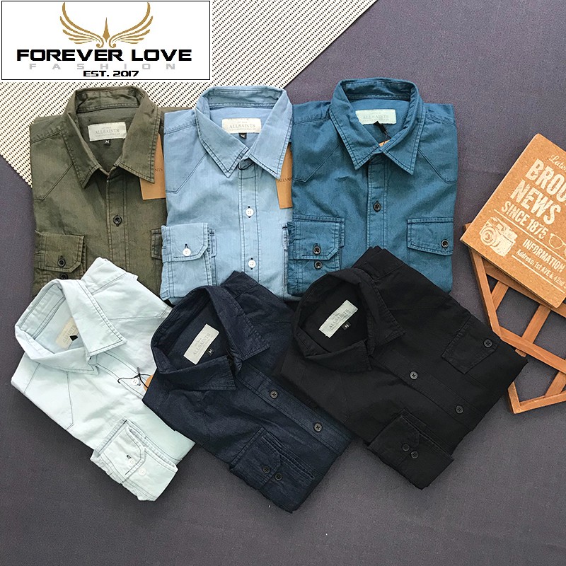 Áo sơ mi denim nam tay dài phối túi cao cấp - SB167 | BigBuy360 - bigbuy360.vn